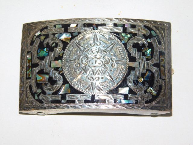 MEXICAN SILVER BELT BUCKLE (1 of 1)