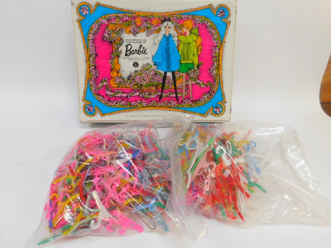 BARBIE DOLL CASE AND CLOTHING HANGERS