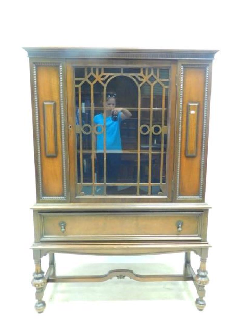 WALNUT ONE DOOR CHINA CABINET (1 of 2)
