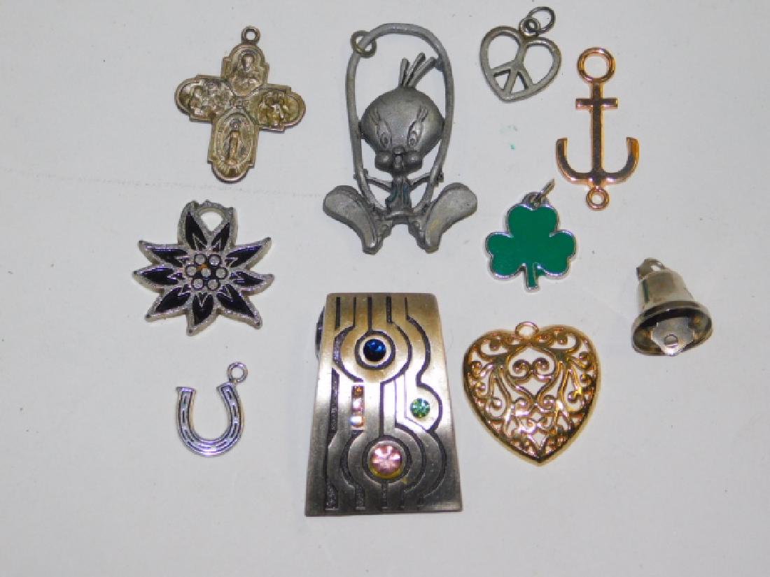 TEN COSTUME PENDANTS.: TWEETY BIRD! ALONG WITH CROSSES, HEART, ANCHOR AND MORE