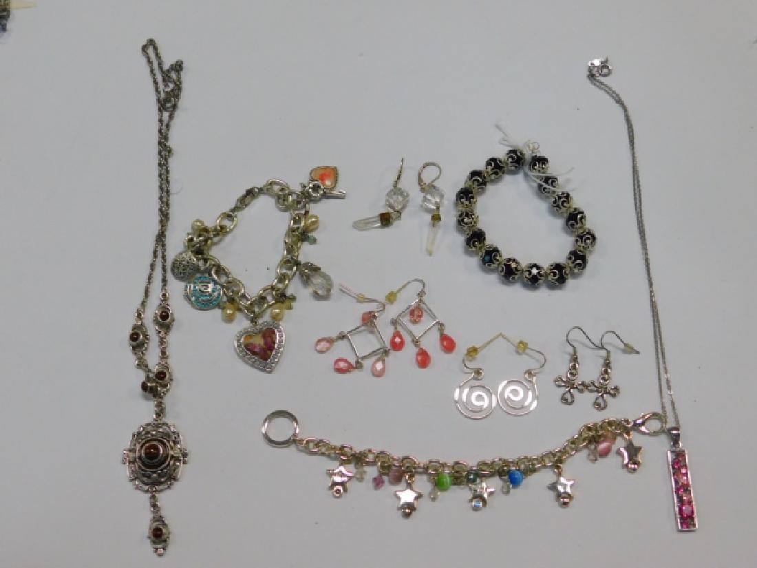 COLLECTION OF COSTUME JEWELRY: PIERCED EAR EARRINGS, BRACELETS, AND NECKLACES