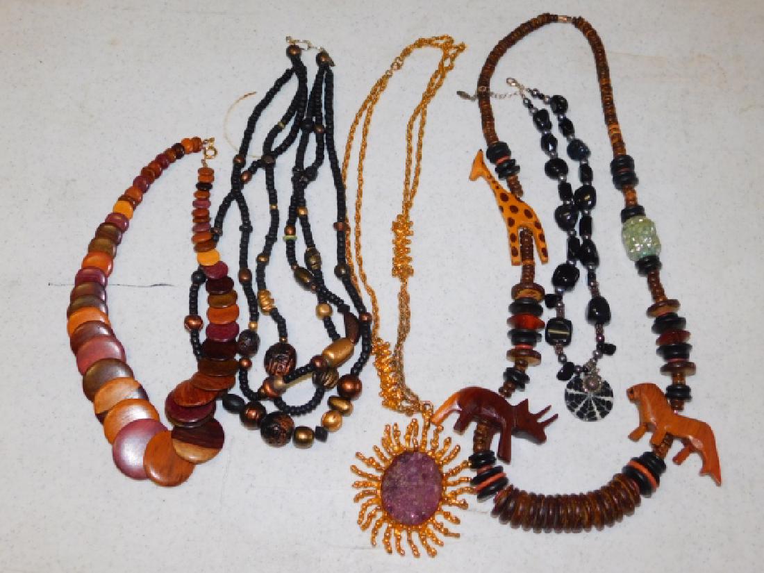 COLLECTION OF COSTUME NECKLACES: LARGE BOLD UNIQUE NECKLACES.