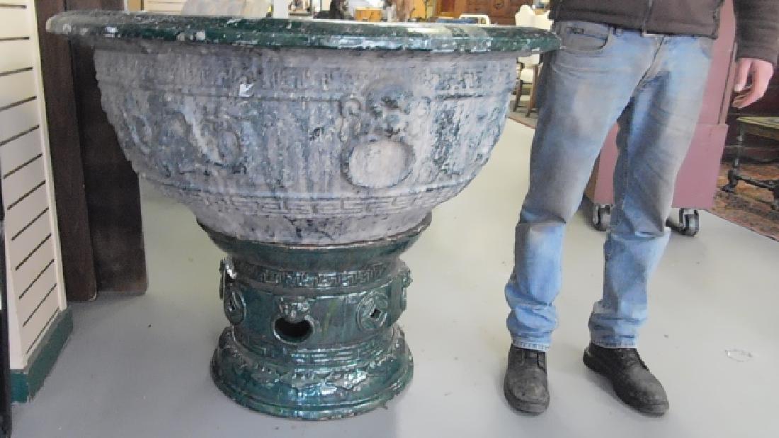 LARGE CHINESE TERRA COTTA FLOWER POT: 47" DIAMTER X 37" TALL VERY LARGE AND HEAVY