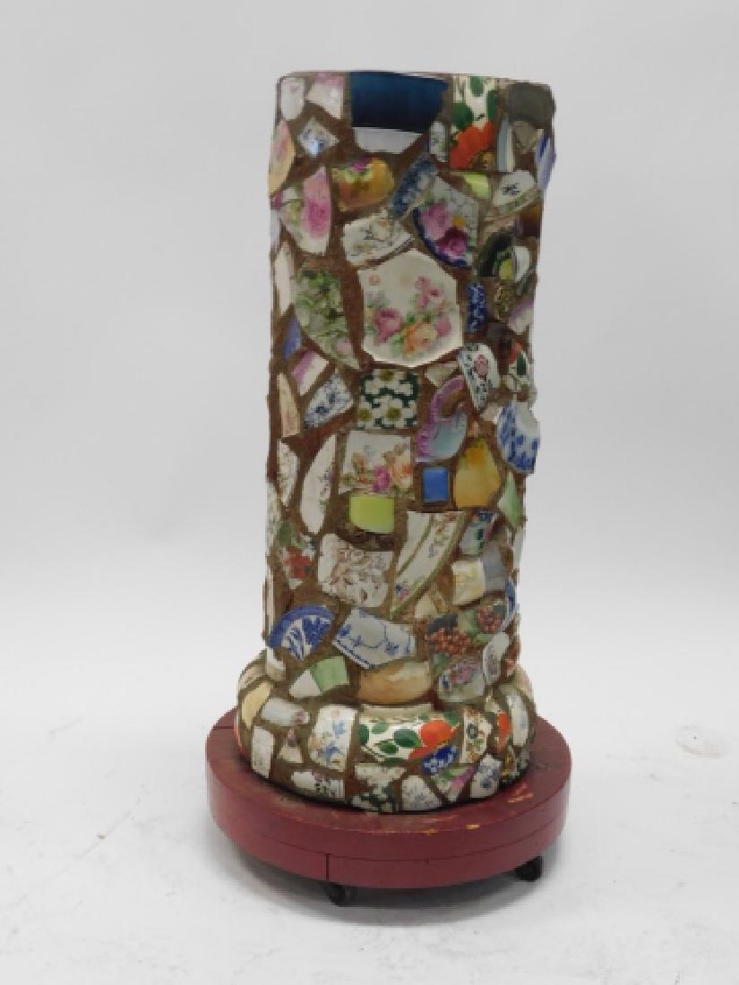 MOSIAC BIRD BATH STAND: 32" TALL