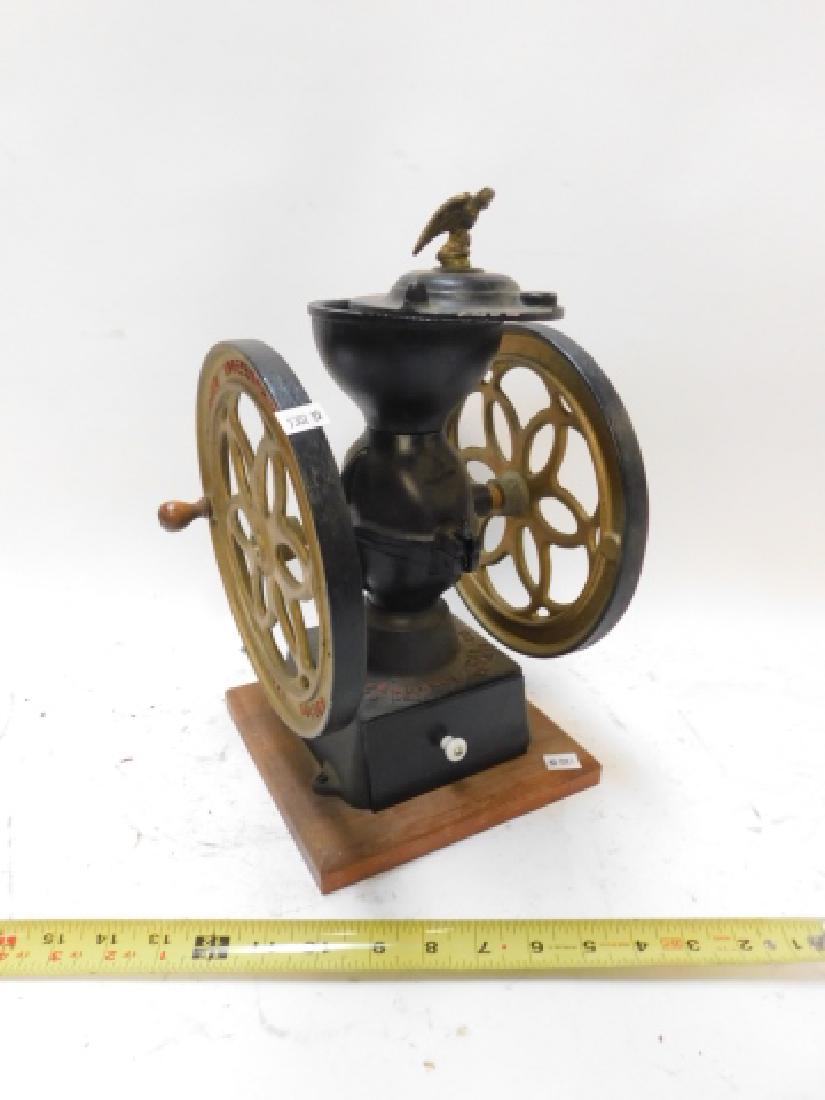INDEPENDENCE MFG COFFEE MILL GRINDER: 14" TALL BY 8 1/2"