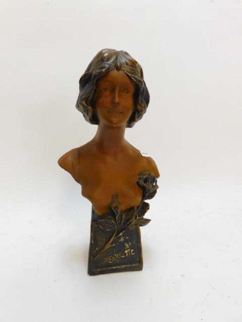 ART NOUVEAU BUST: PLASTER, 15" TALL