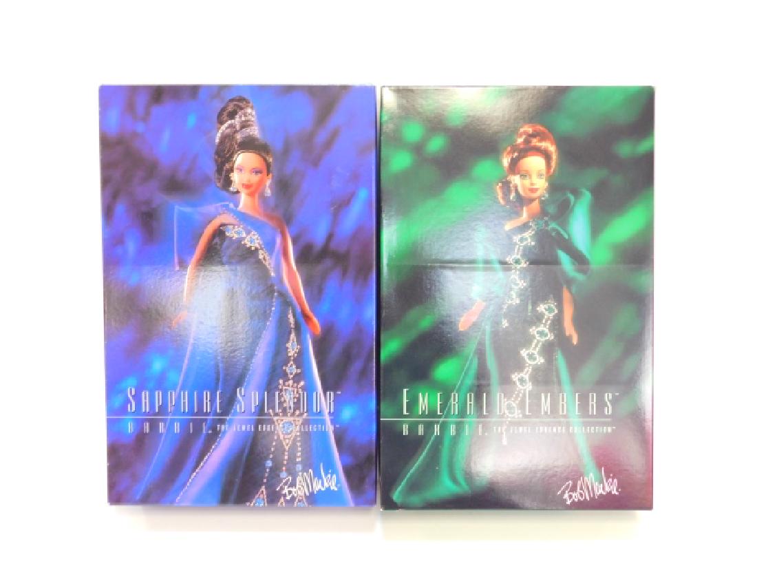 2 BOB MACKIE JEWEL BARBIES: EMERALD AND SAPPHIRE