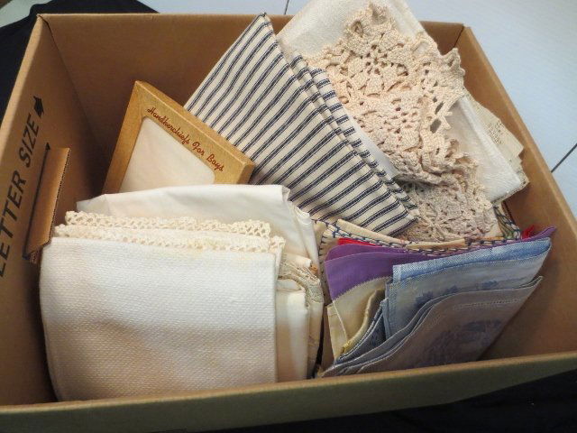 Box Lot - Linens: Box of Linens Includes Napkins and Handkerchiefs