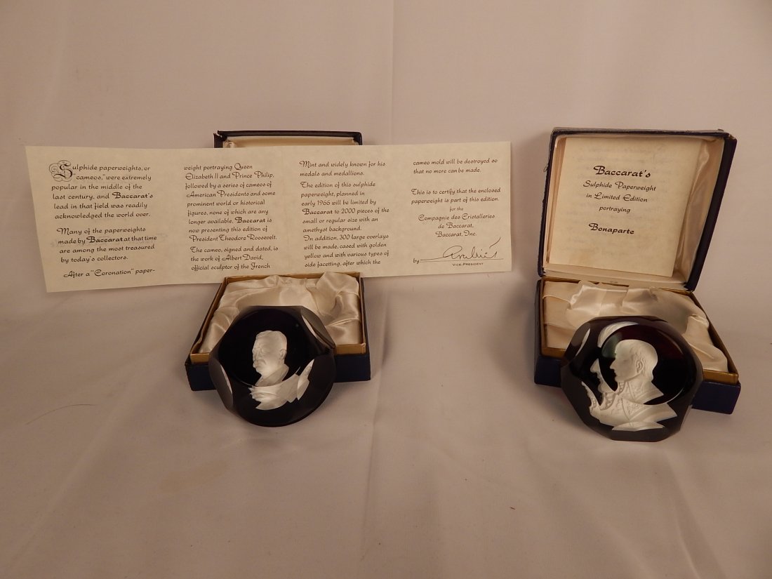 2 Baccarat Paperweights: Napoleon Bonaparte, Theodore Roosevelt