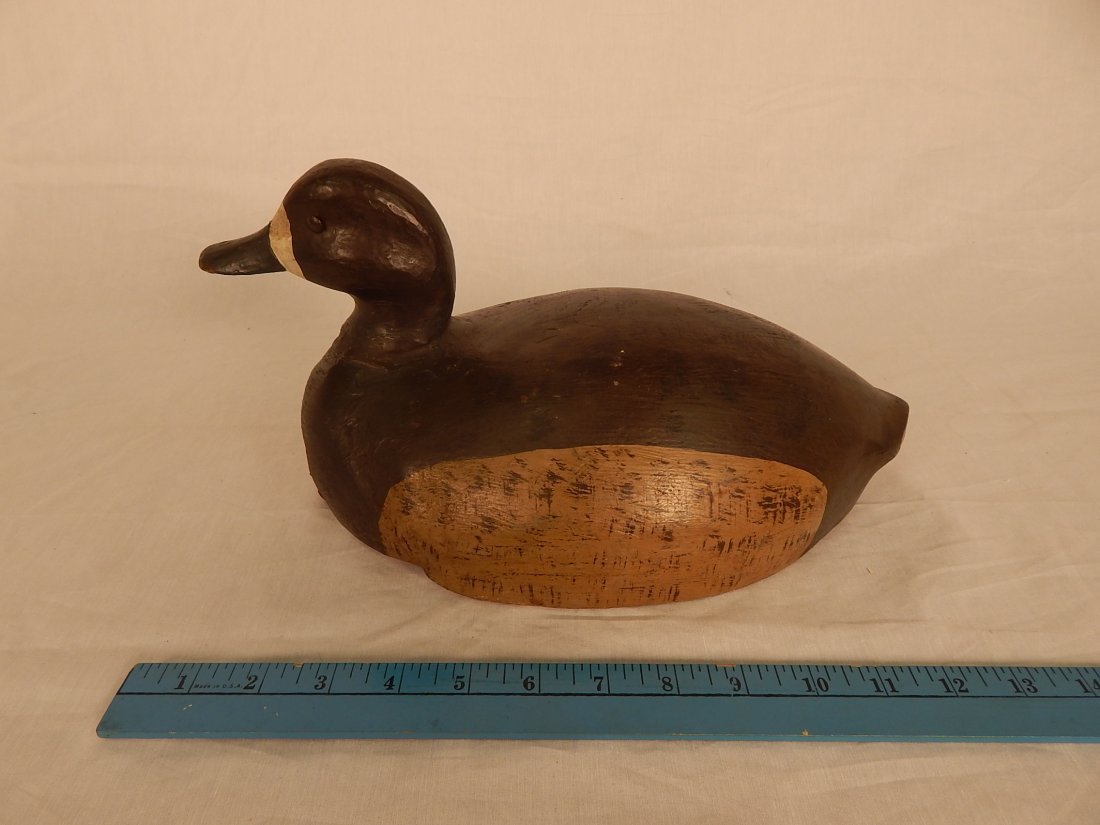Wisconsin Bluebill Hen Duck Decoy: 13" long, wood, repainted