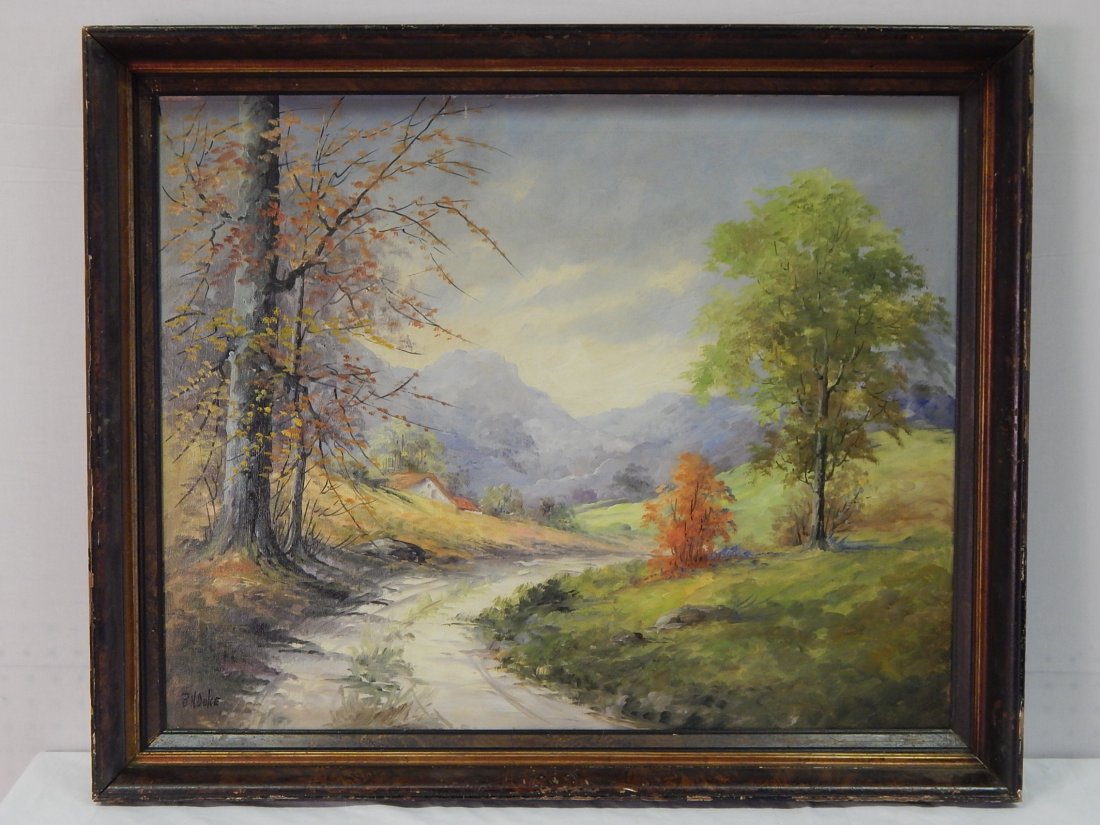 Duke, B.H. Painting: Landscape with dirt road, oil on canvas, 34" x 28"