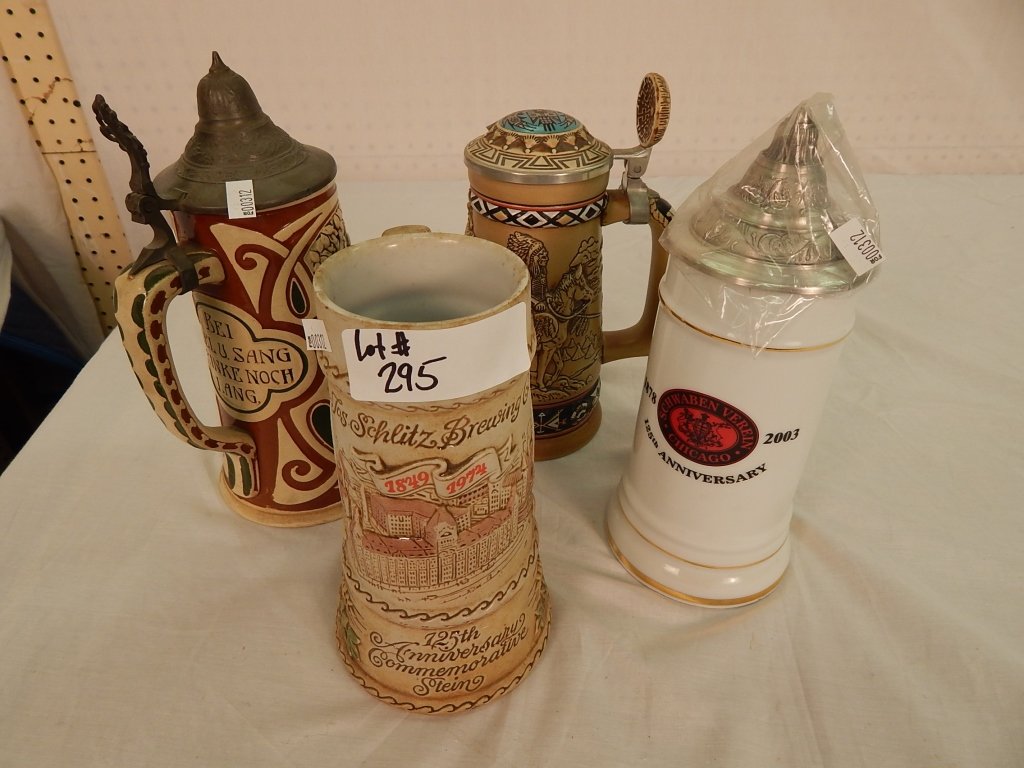 collection of beer steins: 4 pieces