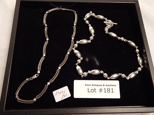 2 STERLING NECKLACES: 1 marcasite