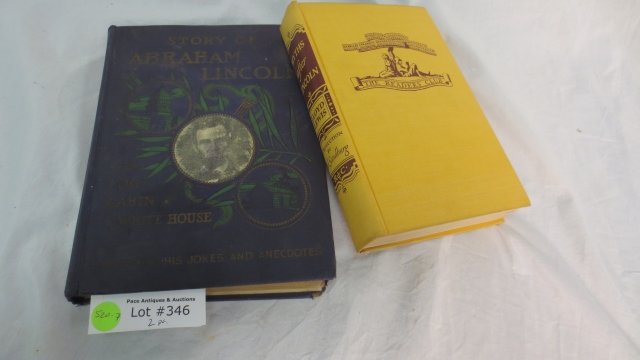 2 ABRAHAM LINCOLN BOOKS: Story of Abraham Lincoln - Jouney from Log Cabin to White House , Gridley 1st Ameican ed. c. 1902 , Myths After Lincoln by Lewis 1941 ed.,