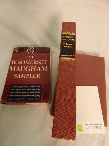SIGNED W. SOMERSET MAUGHAM: W. SOMERSET MAUGHAM SIGNED "STRICTLY PERSONAL " 1ST EDITION IN CARDBOARD SLIPCOVER , + A COPY OF THE MAUGHAM SAMPLER (UNSIGNED)