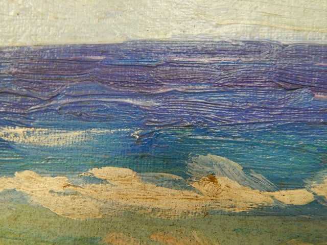 POLISH PAINTING WOJCIECH WEISS BREAKING WAVES: OIL ON BOARD. 10 1/2 LONG, 31/2 INCHES