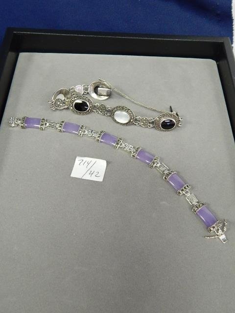 STERLING SILVER BRACELETS MARCASITE ASST STONES: 2 PCS.