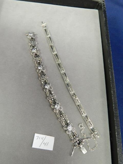 STERLING SILVER BRACELETS MARCASITE CLEAR STONES: 2 PCS.