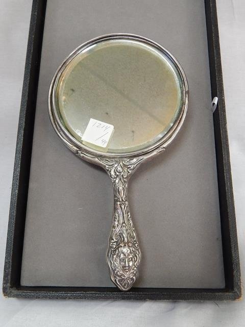 STERLING HAND MIRROR: 1903 ART NOUVEAU