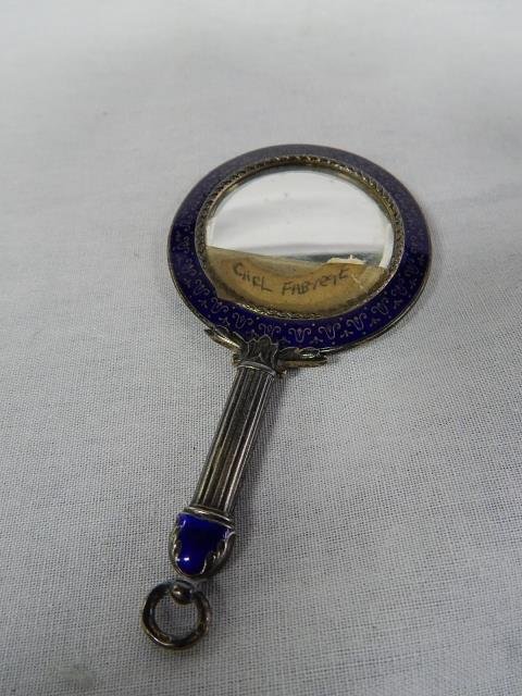 SMALL RUSSIAN ENAMEL MIRROR: 4" LONG X 2"