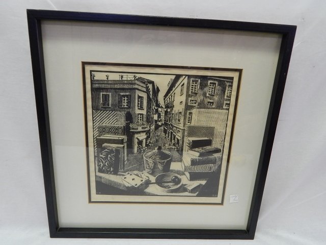 MC ESCHER PRINT: AS IS, There is a slight bit of wavy in the paper, nothing significant, expected on old prints like this, and it "appears" to be a mechanical print, but an older one.