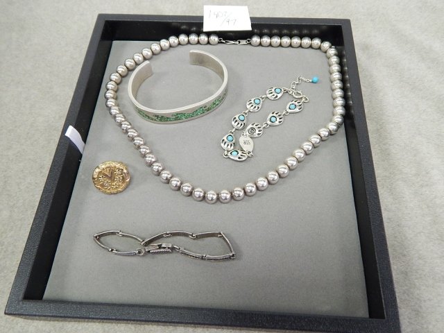 5 STERLING SILVER BRACELETS MARCASITE TURQOISE: STERLING SILVER