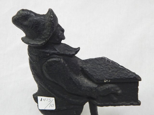 CAST IRON ORGAN GRINDER DOOR STOP: 10. IN TALL 6 WIDE VERY OLD.
