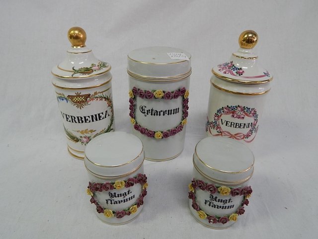 6 GERMAN STORAGE JARS: TALLEST 9 IN PORC JARS GERMAN