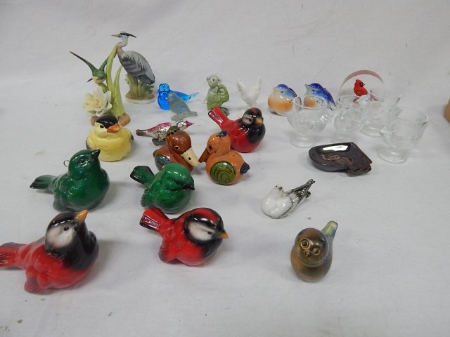 COLLECTION OF BIRD FIGURINES: TALLEST IS 5".