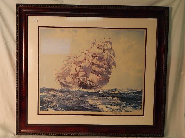 MONTAQUE DAWSON ORIGINAL PRINT: THE GREAT RACE - ARIEL AND TAEPING. HAND SIGNED. 39" X 48"