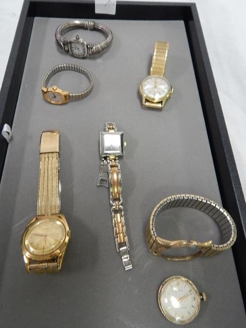 LOT OF SIX WATCHES: TIMEX, CHICOS, GLYCINE, BENRUS, POSSIBLE REPRODUCTION GUCCI, GRUEN.