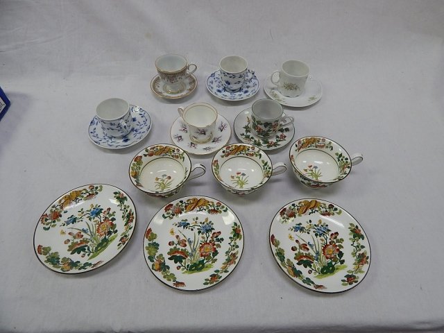 WEDGEWOOD BONE CHINA, ROSENTHAL, NORITAKE IRELAND: 10 CUPS AND SAUCERS.