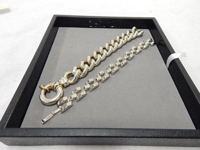 TWO STERLING SILVER CHAIN BRACELETS: nice