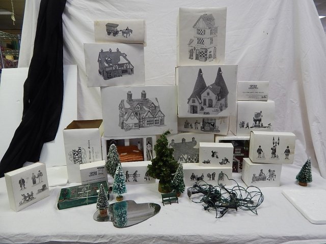 DEPT56 HERITAGE VILLAGE COLLECTION: MANY PIECES. AS IS CONDITION. BOXES ARE DAMAGED, AS IS.