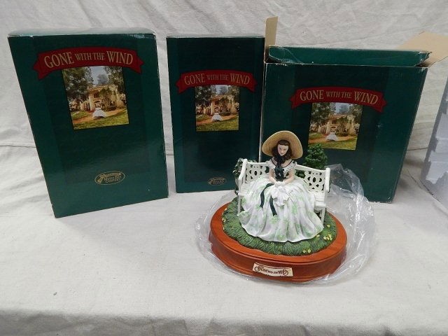 3 GONE WITH THE WIND MUSIC BOXES: SCARLET, RHETT, AND SCARLET AND ASHLEY.