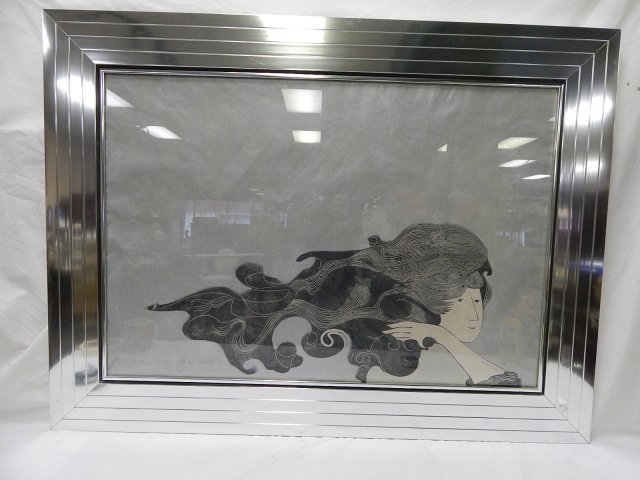 WHITE, STEPHEN. PRINT "WIND": 1976 TITLED "WIND" 24" X 35"