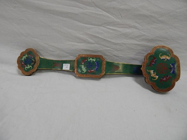 CLOISONNE SCEPTER: NEEDS RESTORATION. 21 1/2" LONG.