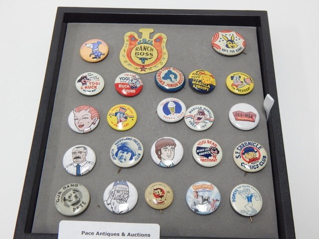 COLLECTION OF 23 PINS: CARTOON CHARACTERS, HUCK HOUND, YOGI, SCRAPPY, AND MORE