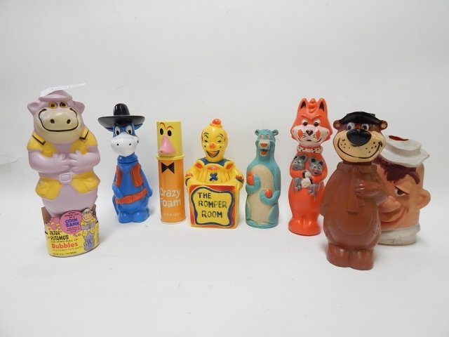 COLLECTION OF SOAP BOTTLES AND BANKS: CONDITION AS SHOWN.
