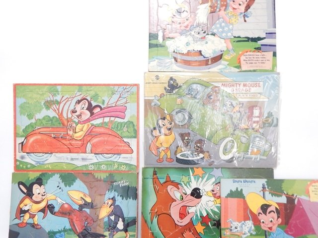CARTOON PUZZLES ROOTIE KAZOOTIE AND DICK TRACY: BOZO, MIGHTY MOUSE, AND MORE. CONDITION AS SHOWN