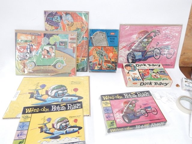 RAT FINK, DICK TRACY, THE MUMMY PUZZLES: CONDITION AS SHOWN.