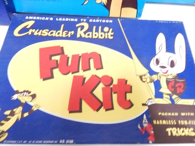 BOARD GAMES: SHNO, CRUSADER RABBIT, DICE GAME. CONDITION AS SHOWN.
