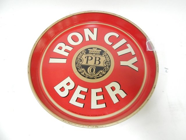 IRON CITY BEER TRAY: DIAMETER: 12"
