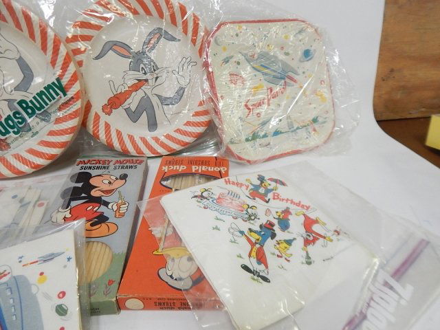 PARTY PLATES, TABLECLOTHS, NAPKINS: CONDITION AS SHOWN.