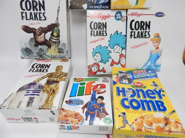 COLLECTION OF EMPTY CEREAL BOXES: CONDITION AS SHOWN.