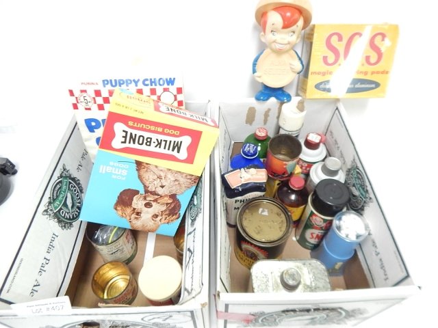 TWO BOX LOTS OF COUNTRY STORE ITEMS: CONDITION AS SHOWN.