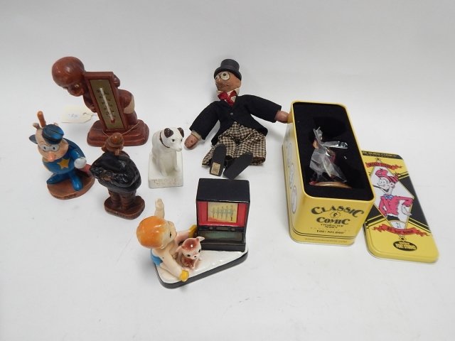 COLLECTION OF SMALL FIGURINES: TALLEST IS 7 1/2 INCHS. SNUFFY SMITH, CLASSIC COMEDY AND MORE.