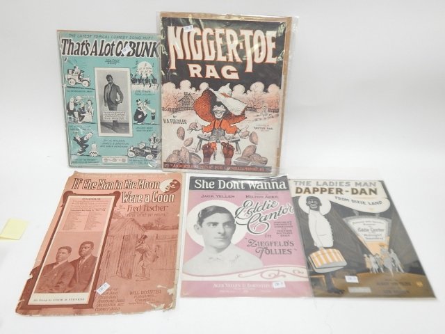 SHEET MUSIC WITH COVERS: NIGGER TOE RAG, THAT'S A LOT OF BUNK AND OTHERS. CONDITION AS SHOWN