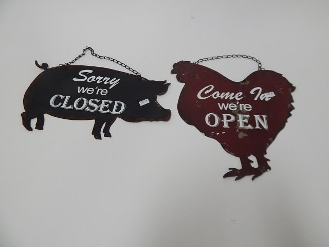 CHICKEN AND PIG OPEN SIGN (1 of 2)