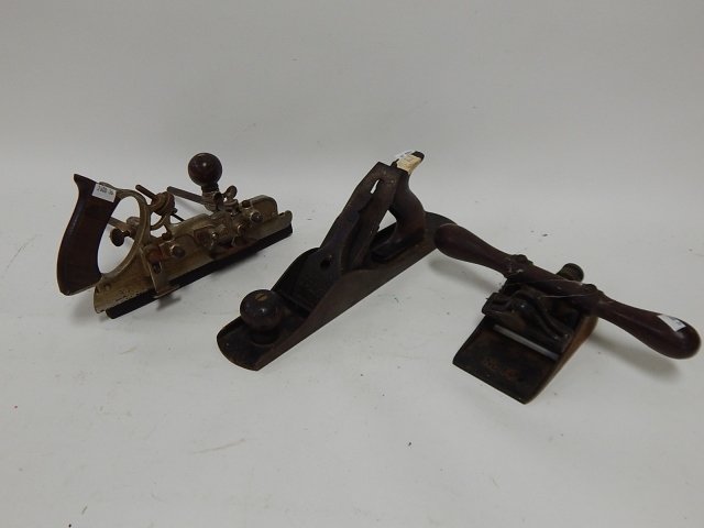 THREE WOOD PLANES: STANLEY #45 AND OTHERS.
